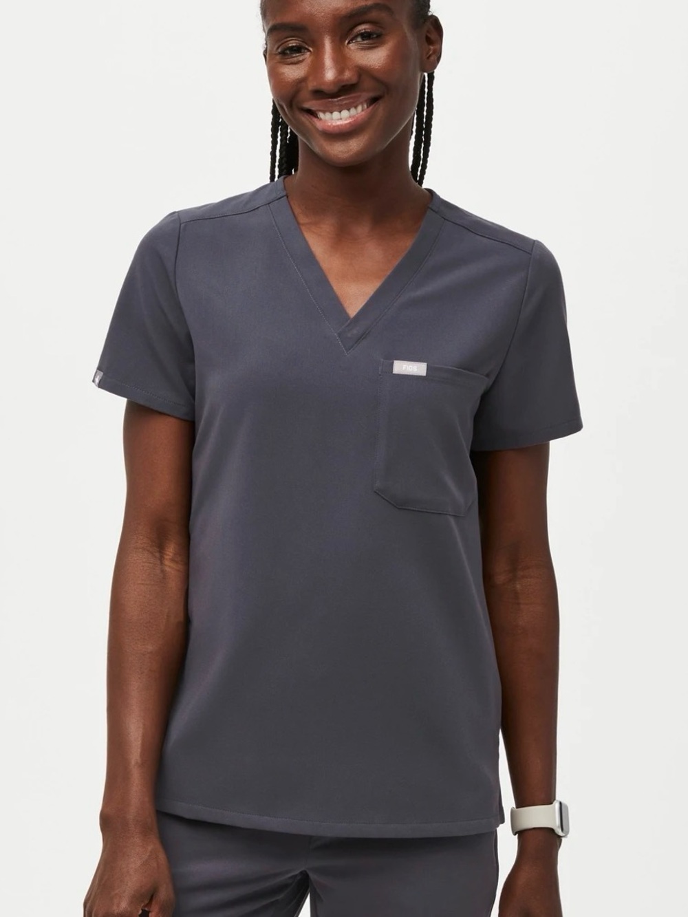 Figs Catarina Scrub Top in Charcoal